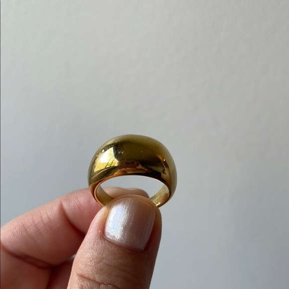 Chunky 14 K Gold Plated Dome Ring Size 7 - Picture 6 of 7